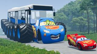 Giant BUS Monster Mack Truck Eater VS Cars Lightning McQueen Escape Monster Beamng.Drive screenshot 5