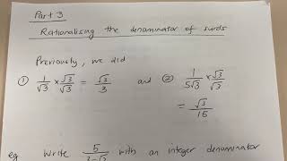 Rationalising the denominator Part 3