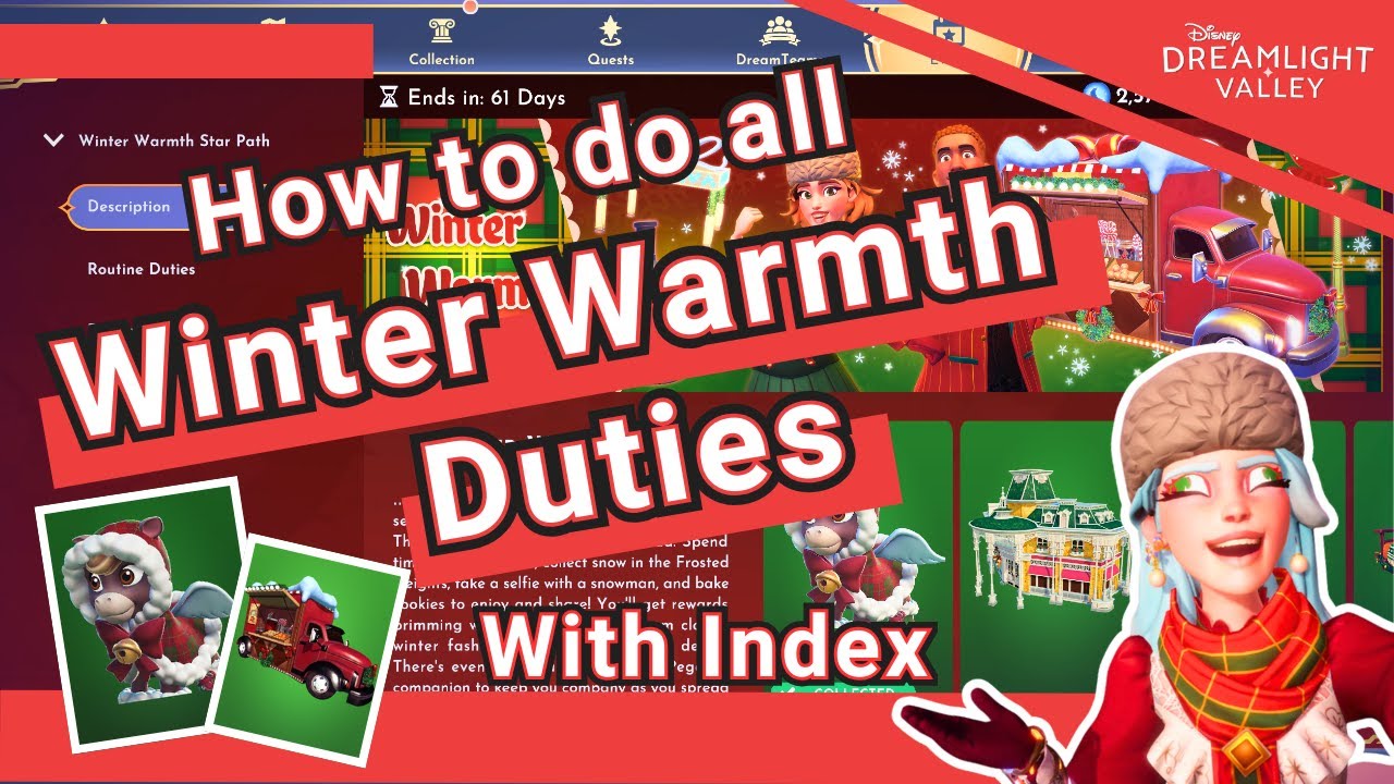 ALL Winter Warmth Star Path Duties with index// Disney Dreamlight Valley
