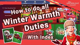 ALL Winter Warmth Star Path Duties with index// Disney Dreamlight Valley