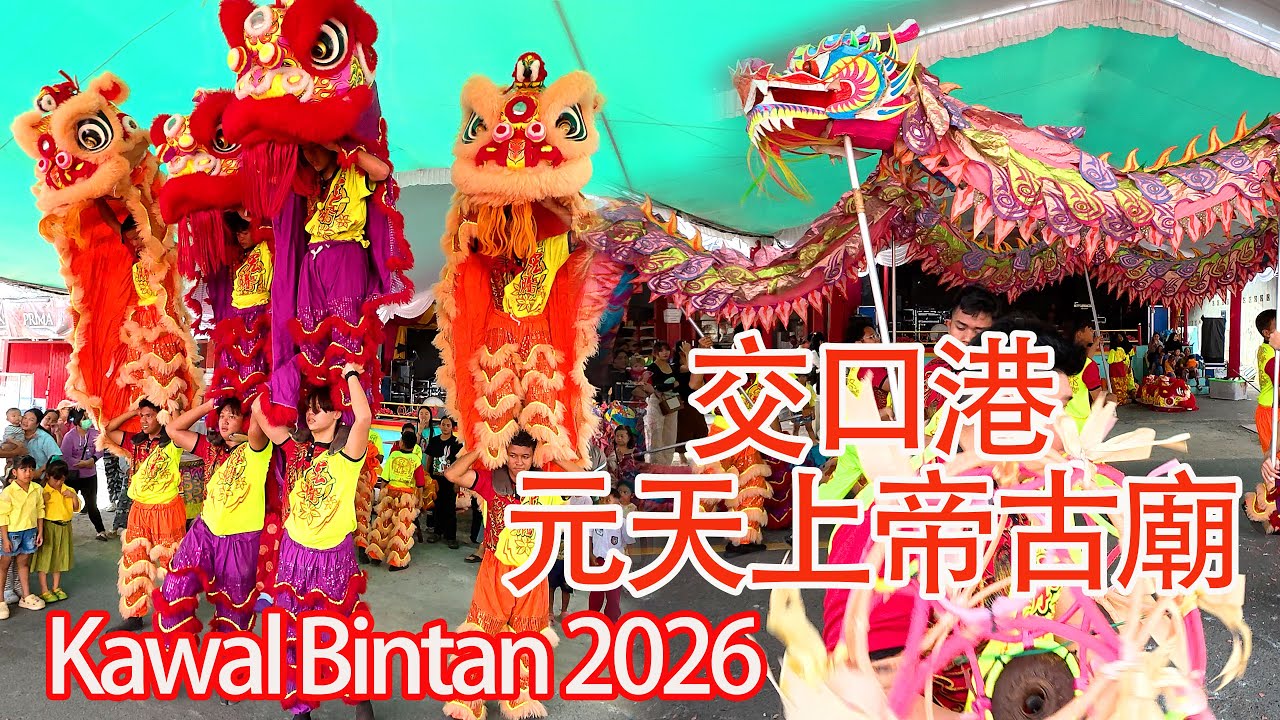 印尼民丹島 交口港 元天上帝古廟千秋日十二月 一日 19/01/26 Lion Dragon Dance Tnj Hong Teng @yuán tiān shàng dì temple Kawal