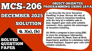 P6- Exception Handling in Java and JDBC Employee Database Program | MCS 206 Dec 25 Solution IGNOU