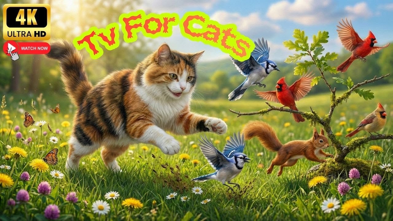 Calming TV for Cats to Watch 🐦 Garden Birds & Nature Music | Cat Relaxation