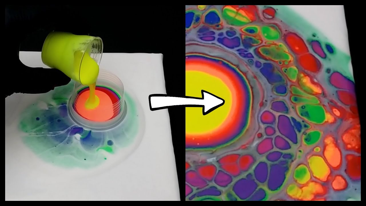 Acrylic Pouring Abstract Artwork Rainbow Open Cup Pour - YouTube