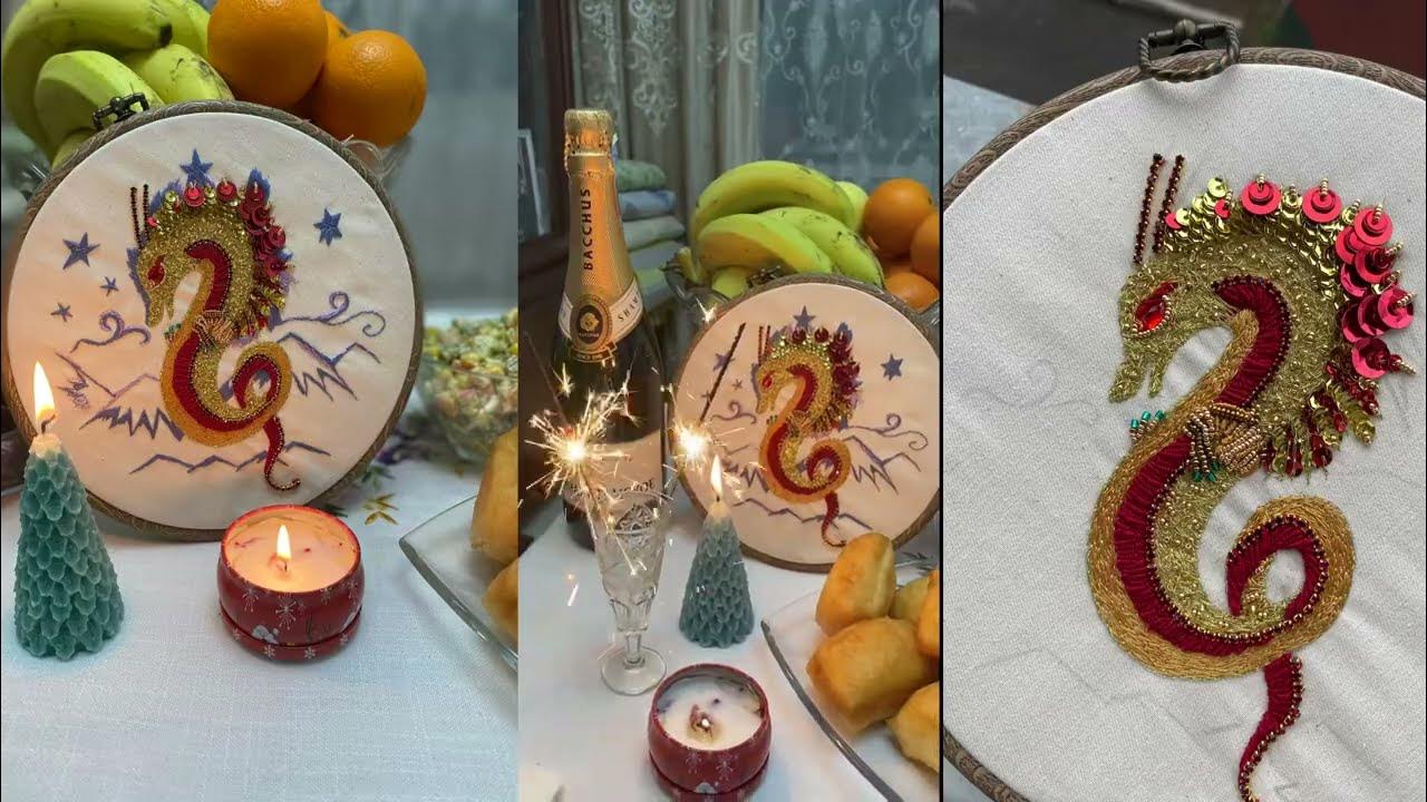 Вышивка дракона. Разная техника вышивки. #вышивка#годдракона# - YouTube