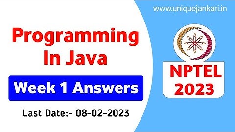 Programming In Java | Week 1 #Quiz Assignment Answers | NPTEL 2023 | Unique Jankari