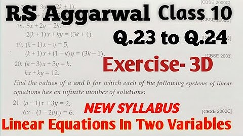 ✔Exercise 3D RS Aggarwal Solutions | Class 10 Maths |Q.23 to Q.24| Linear Equations in Two Variables