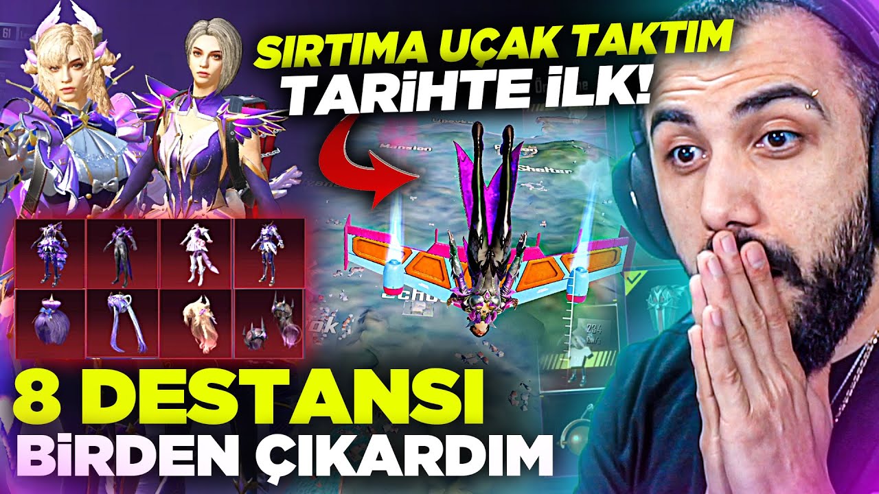 8 DESTANSILI YENİ ÇARK GELDİ!! 😮 TARİHTE İLK UÇAKTAN UÇAK İLE ATLADIM!! | PUBG MOBILE