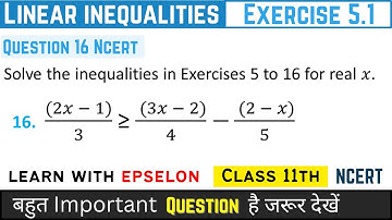 linear inequalities class 11 exercise 5.1 question 16 | ex 5.1 q16 class 11 | linear inequalities