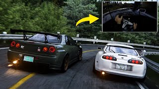 Toyota Supra vs Nissan R34 GTR - Assetto Corsa Touge Battle! | (CAMMUS - Steering Wheel Gameplay)