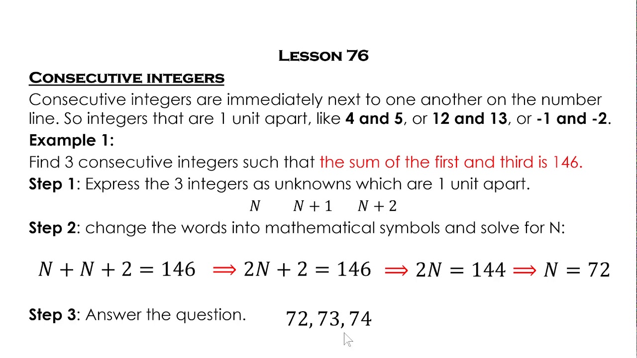 Algebra 1 lesson 76 - YouTube