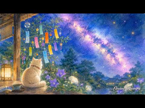 Tanabata Wishes & the Milky Way 🎋🌌🐱 ｜ Sleep Music & Soft Piano for Deep Sleep & Calm (3 Hours)