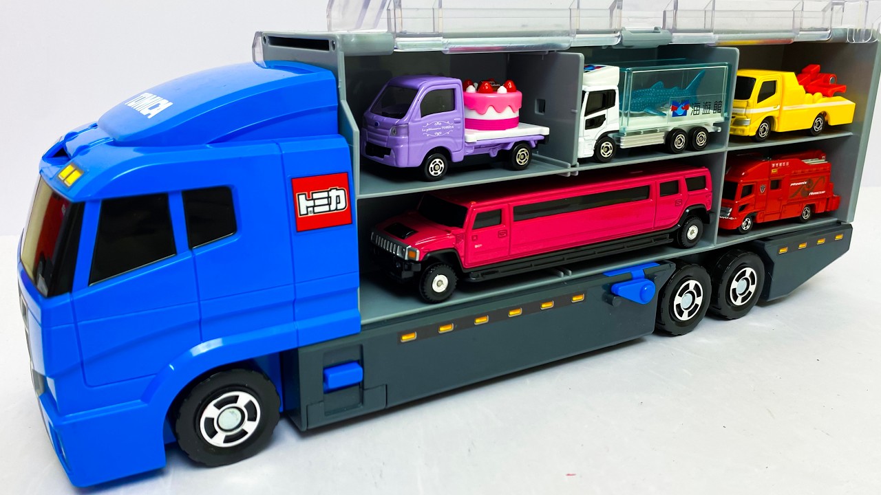 トミカ☆はたらくくるまのトミカのミニカーを開封してコンボイへ収納します！Unboxing Tomica working car minicars in the convoy!