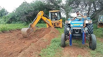 Jcb 3dx Backhole loading mud Rad Soil in Powertrac Tractor Video Day-01 || jcb loading ||SRIKANTH PS