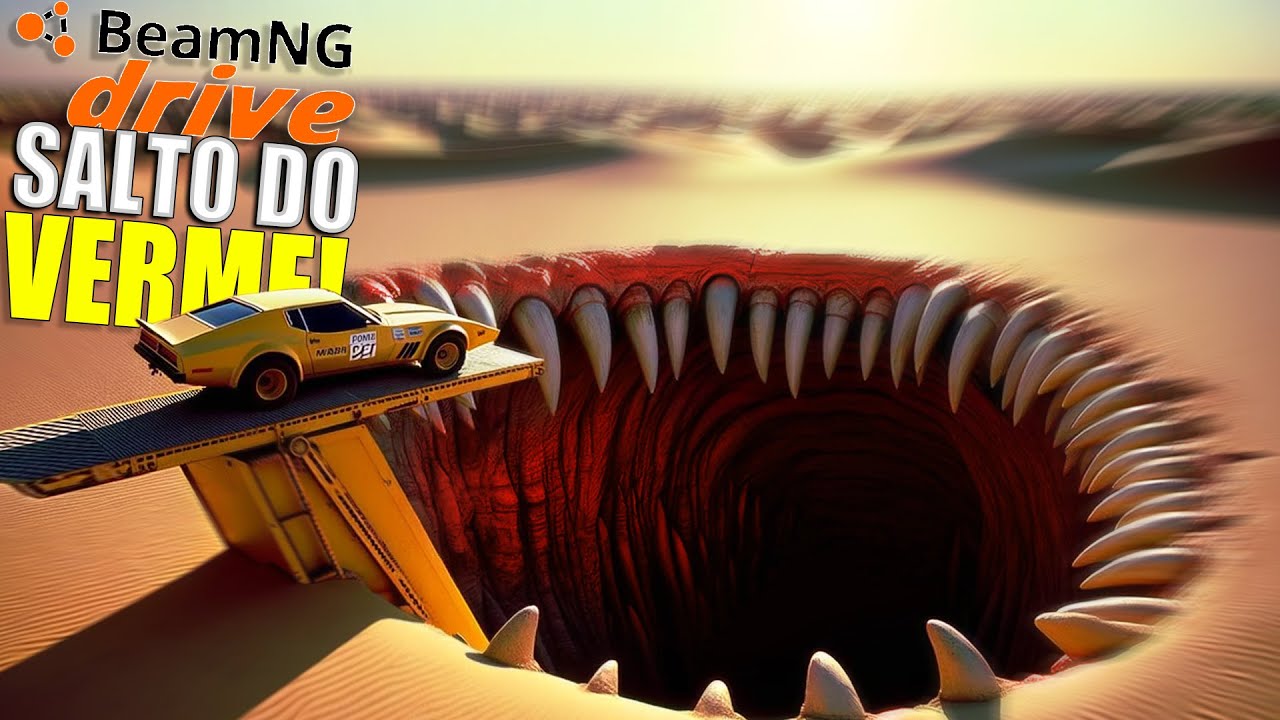 Super salto por cima de um VERME GIGANTE a 300km de velocidade no Beamng Drive
