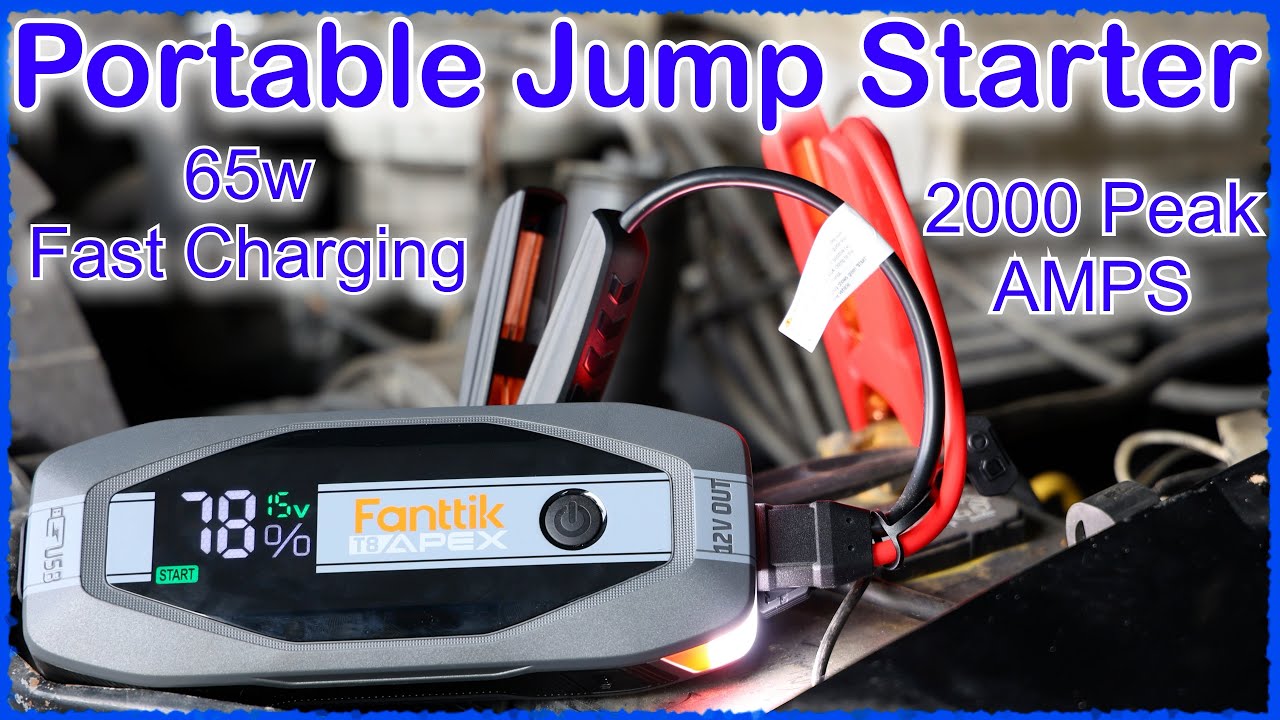 Fanttik T8 Apex Portable Jump Starter 2000 amp With 65W Fast Charging and  65w Power Delivery Output 