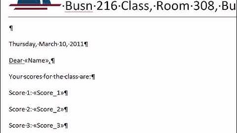 Office 2010 Class #49: Word Letter Mail Merge w Excel Data (Number Format Problem & Field Code Fix)