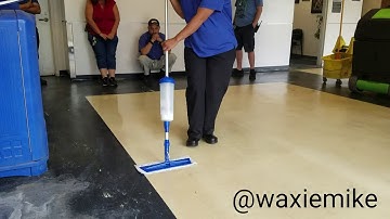 WAXIE education. Applying floor finish with a fast glide
