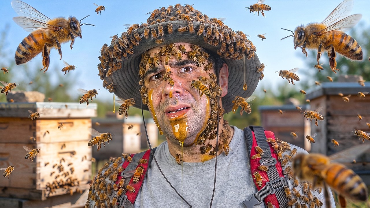رجل العسل ليوم كامل - معلومات وأسرارالنحل🐝🍯Honey Man - الشام Syria