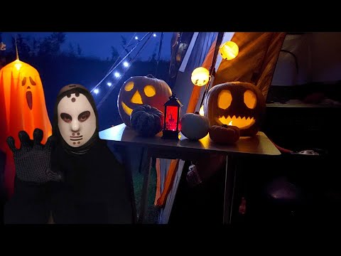 Halloween camping / heavy rain / terrible weather / cooking at Reedham campingsite / silent video