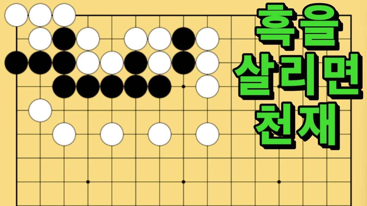 바둑 묘수 사활 - 기똥차게 천재적인 묘수가 있습니다. 흑을 살려보세요.