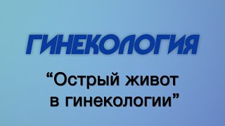 Гинекология № 11 "Острый живот в гинекологии"