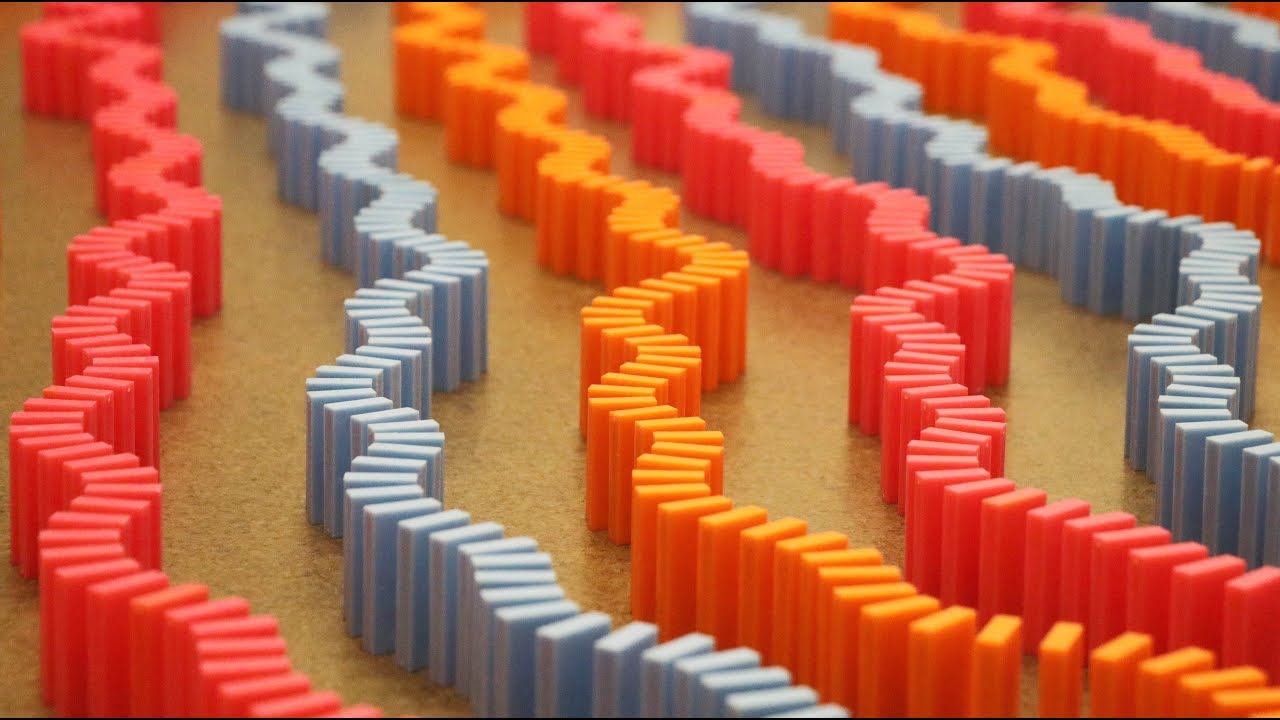 Massive WAVE of Dominoes! (6,000 Dominoes) - YouTube