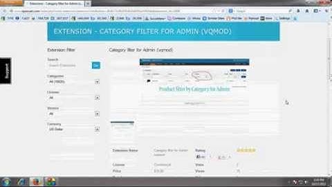 Opencart Product Filter by Category for Admin