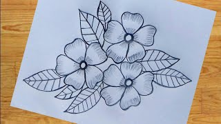 Flower design drawing with pencil