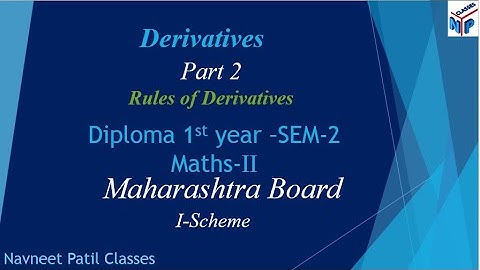 Derivatives Rules of derivatives 1st year Diploma 2nd semester Maths-2 video part-2