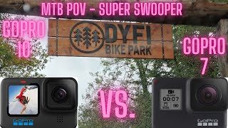 GoPro 10 v GoPro 7 - MTB POV Comparison  - Dyfi Bike Park - SuperSwooper - Wet Day #gopro #dyfi #mtb