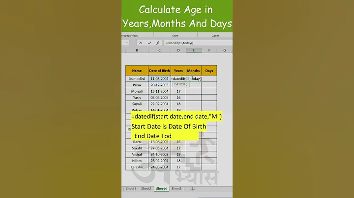#Shorts #shorts Calculate Age in Excel #shorts