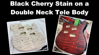 DIY Black Cherry Stain on a Double Neck Tele Body