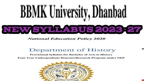 bbmku Semester 1 New Syllabus BA Bcom BSc 2023-27 bbmku Sem 1 History Honours Major paper syllabus