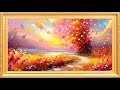 Vibrant Pathway golden frame vintage art tv watercolor minimalist abstract mute background wallpaper