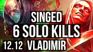 SINGED vs VLADIMIR (TOP) | 3.6M mastery, 1200+ games, 6 solo kills, 8/4/12 | KR Master | 12.12