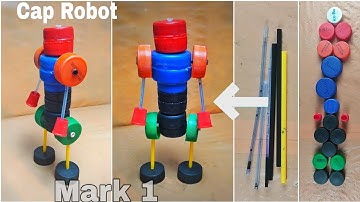 How to make a Toy Robot using waste Bottle Caps and Pen Refills || Craft || Waste to Wealth ||🔥🔥