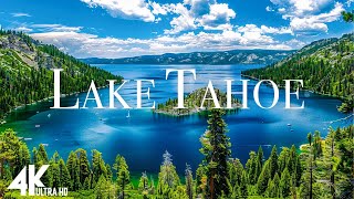 FLYING OVER LAKE TAHOE (4K UHD) - Beautiful alpine lake with clear waters