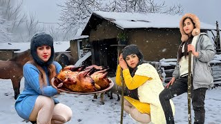 : Village life of Northern Iran: Cooking Traditional Recipe with Quail & Feeding animals