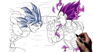 How To Draw Ultra Instinct vs Ultra Ego | Step By Step | Dragonball