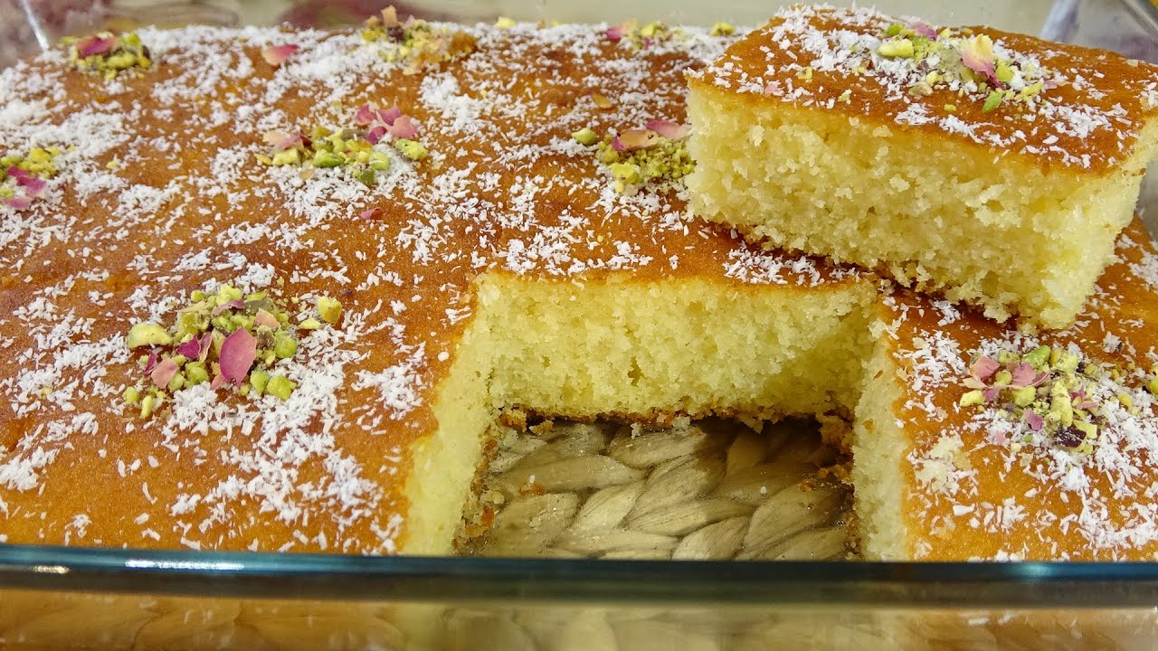 بسبوسة جوز الهند بدون طحين سهلة وسريعة في عشر دقائق. - Basbousa coconut without flour