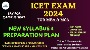 Syllabus & Preparation Plan for ICET Exam (MBA & MCA) by Vamika Maths #icet #campus #preparation