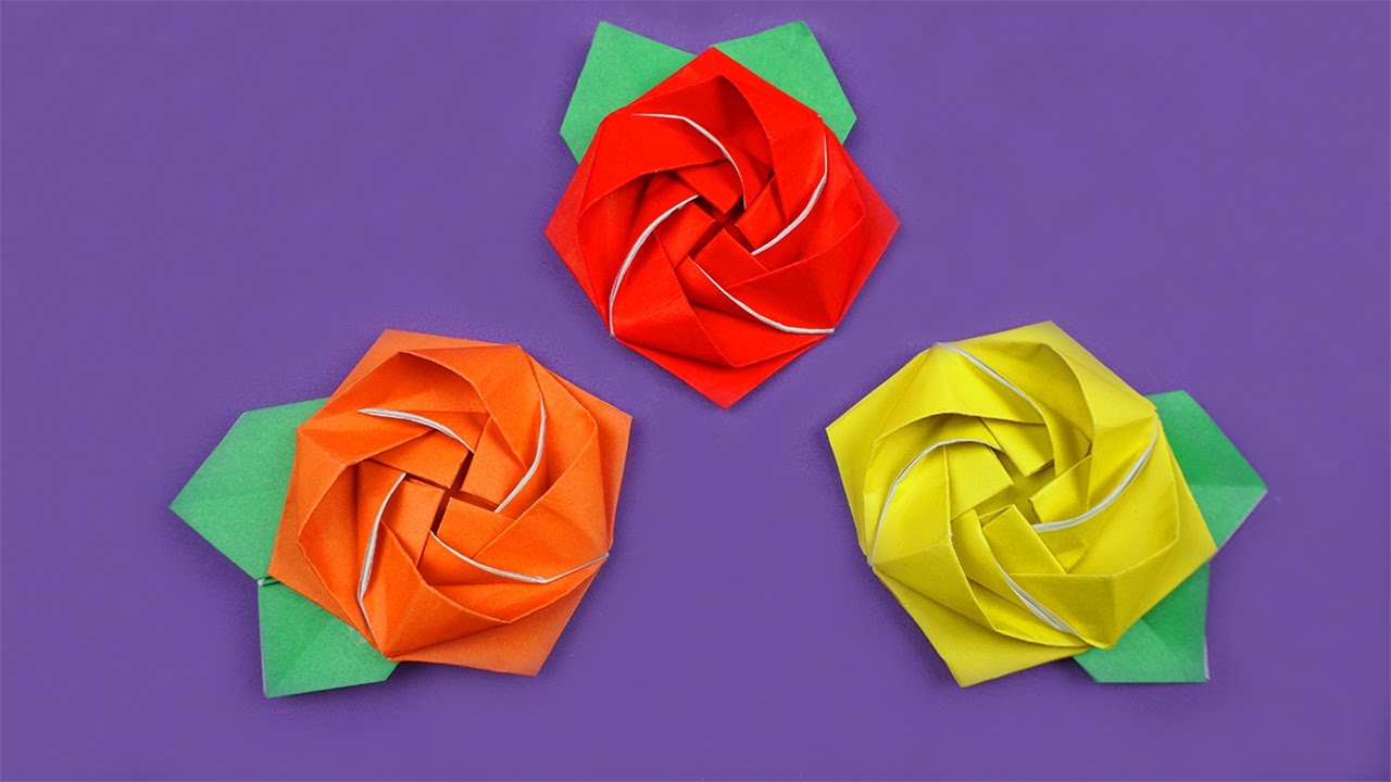 折り紙】 折り紙 バラ 簡単 / 折り紙 母の日 - YouTube