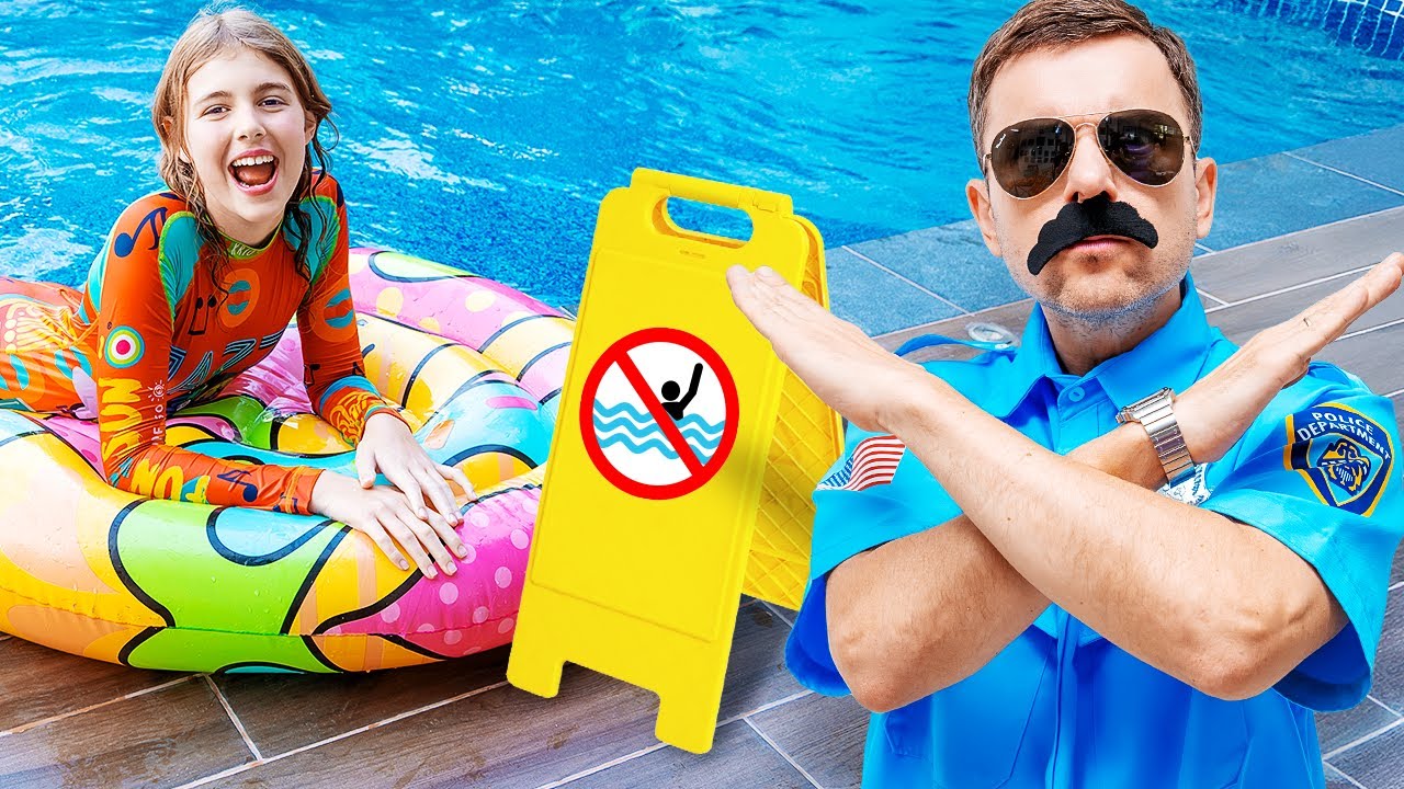 Papà Insegna ai Bambini le Regole di Sicurezza in Piscina!