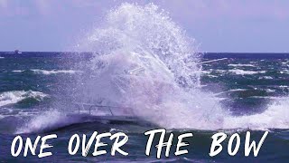 Twin Vee nose dives and takes large wave over the bow | Inlet Pass