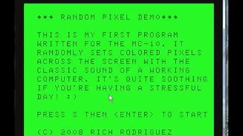 Random Pixel Demo for Radio Shack MC-10 Mini Computer