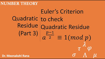 Quadratic Residue(Part-3) Euler