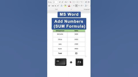 MS Word Trick: Add Numbers (SUM Formula) #shorts #msword