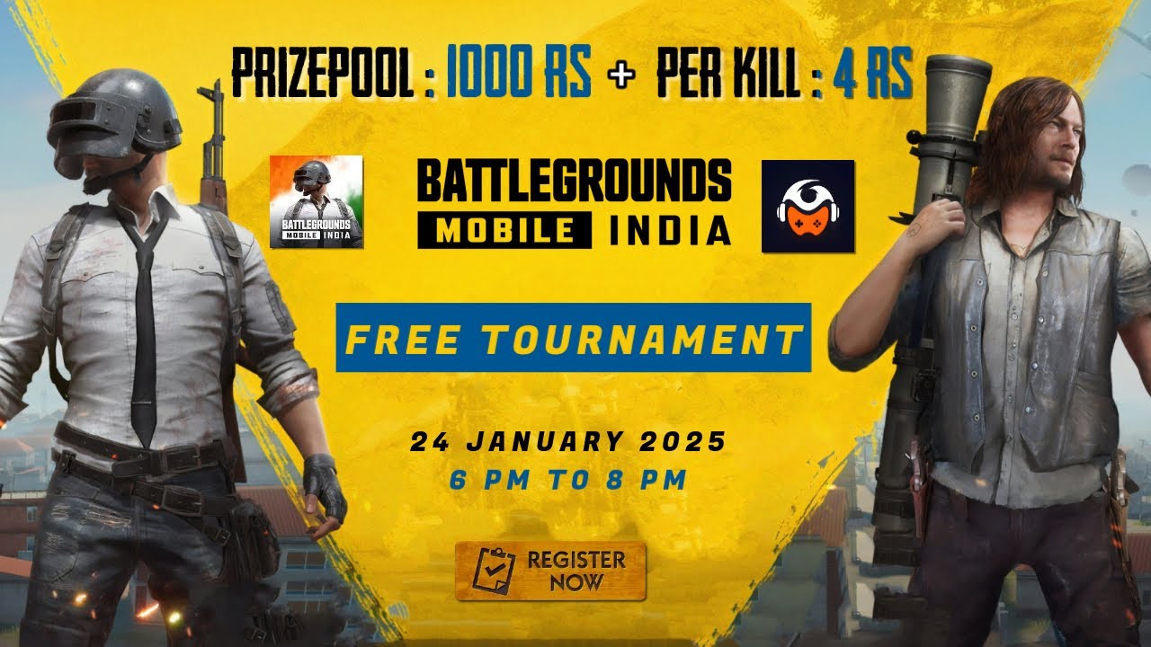 Bgmi free tournament live prize 1000 rs 4 rs per kill