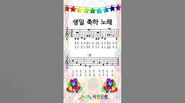 Thumbnail of 생일 축하 노래 (바장조)/Happy birthday to you(F major)/악보/가사/음이름(Pitch names)